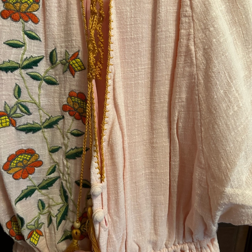 NWT Chasing Unicorns Rose Garden Cotton Embroidered Mini Dress Generous Fit - Picture 6 of 9